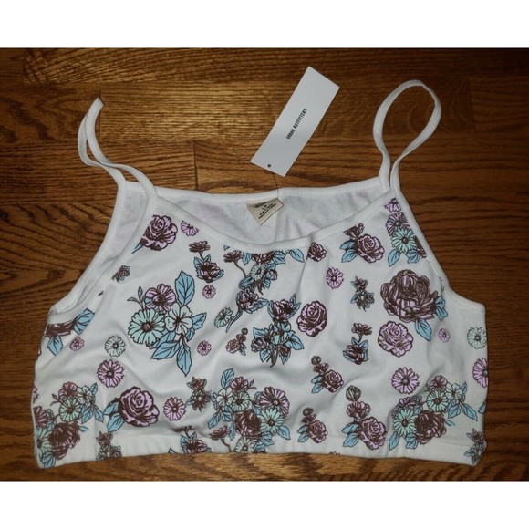 Urban Outfitters Tops - Womens Urban Outfitters Nwt Tank Top Large Cropped Floral 100% Cotton New Tags